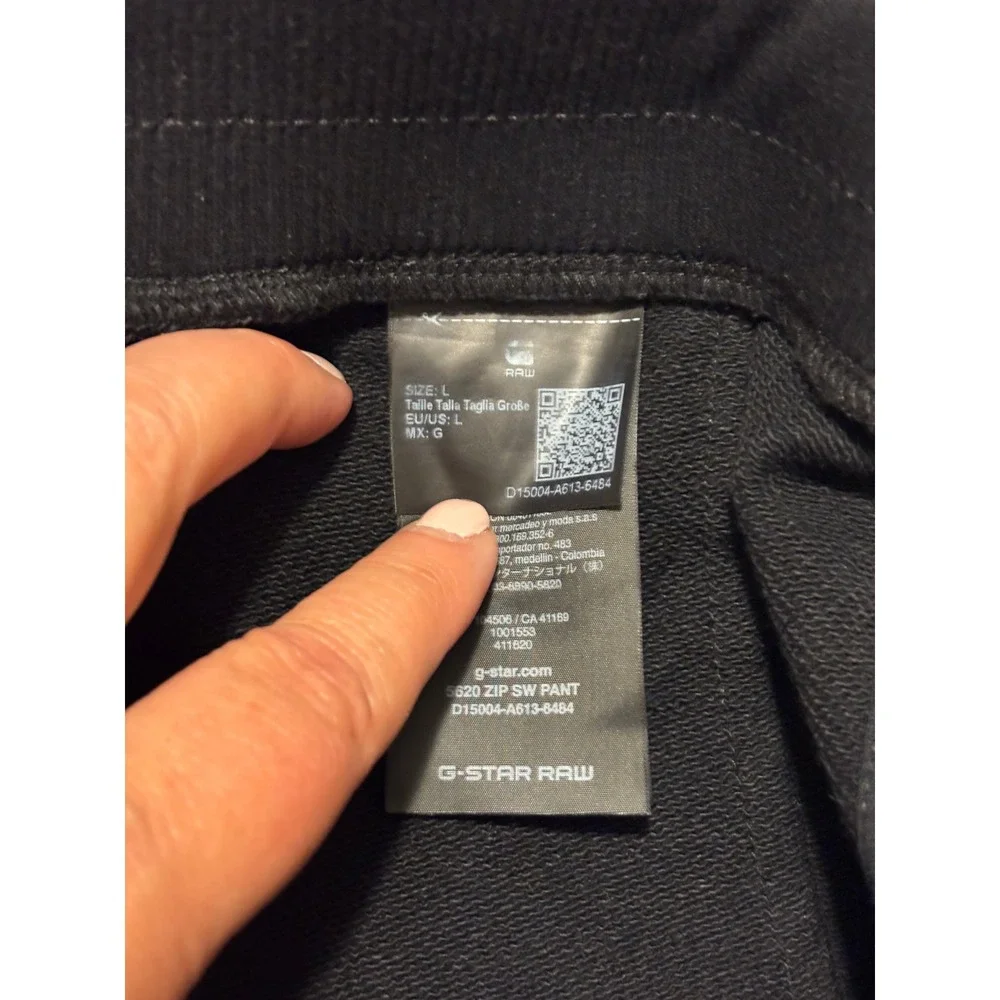 G-Star Raw 5620 Zip SW Pant Mens Large Black Tapered Moto Joggers